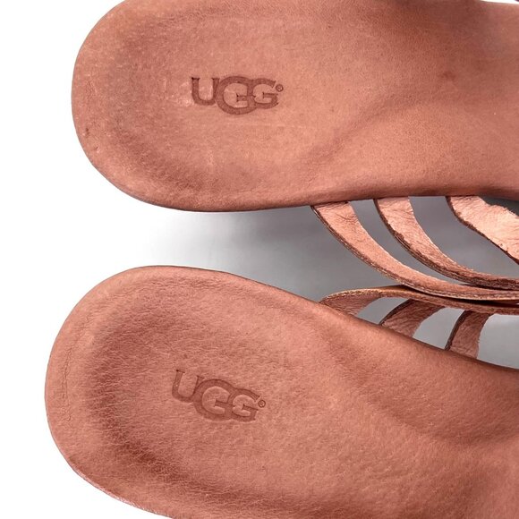 UGG Mattie Wedge Heeled Platform Sandals Womens Size 10 Slip On Leather & Braid - Picture 4 of 15